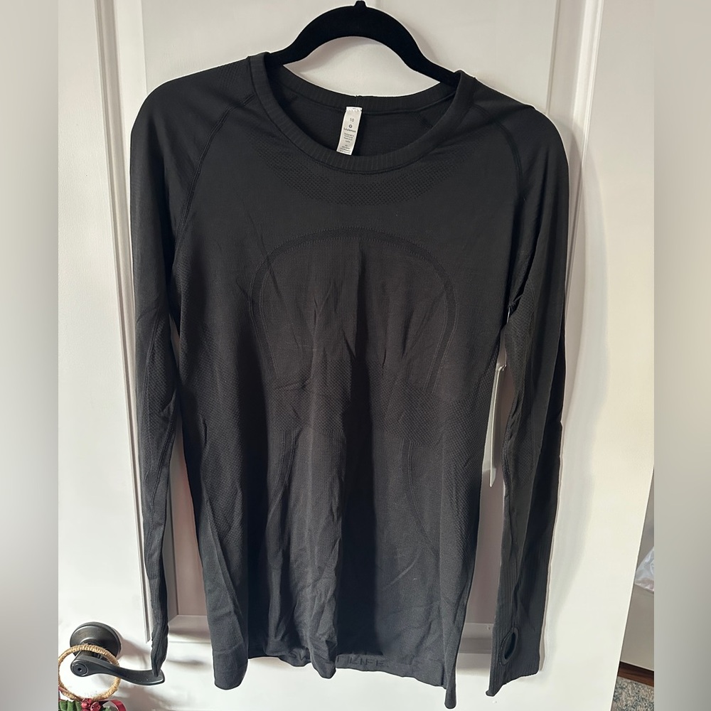 lululemon Swiftly Tech Black Long Sleeve Top Size 10